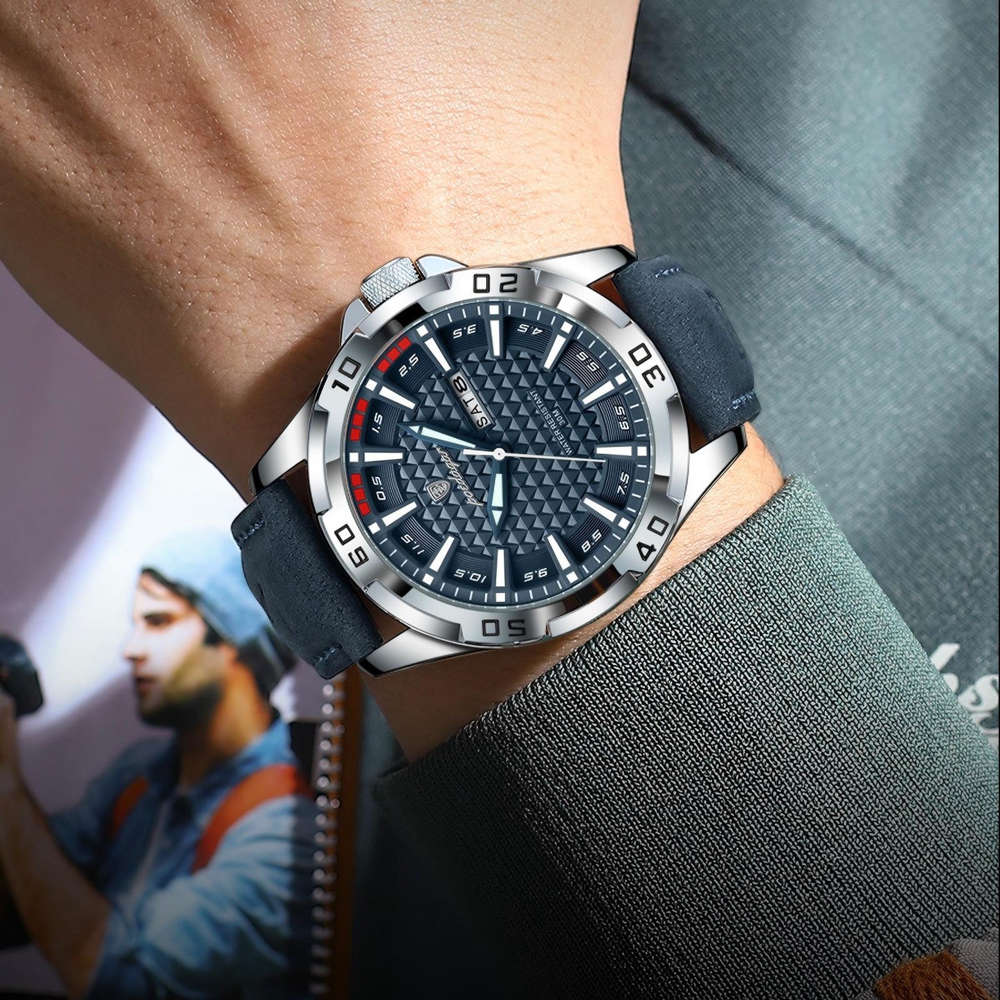 Montre Homme POEDAGAR – Quartz Élégante avec Bracelet en Cuir 🇬🇳